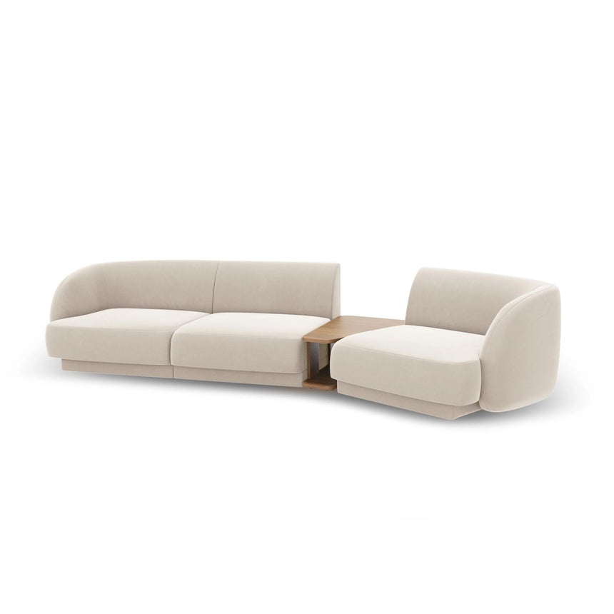 Miley Modulares 3-Sitzer Sofa, Rechte Seite, aus Samt in Leichtes Beige (Bluvel 22), 303x126 cm von Micadoni – Bild 5