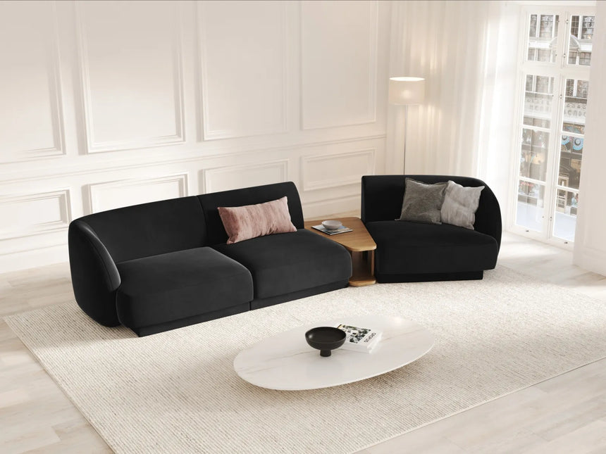 Miley Modulares 3-Sitzer Sofa, Rechte Seite, aus Samt in Schwarz (Bluvel 19), 303x126 cm von Micadoni – Bild 2