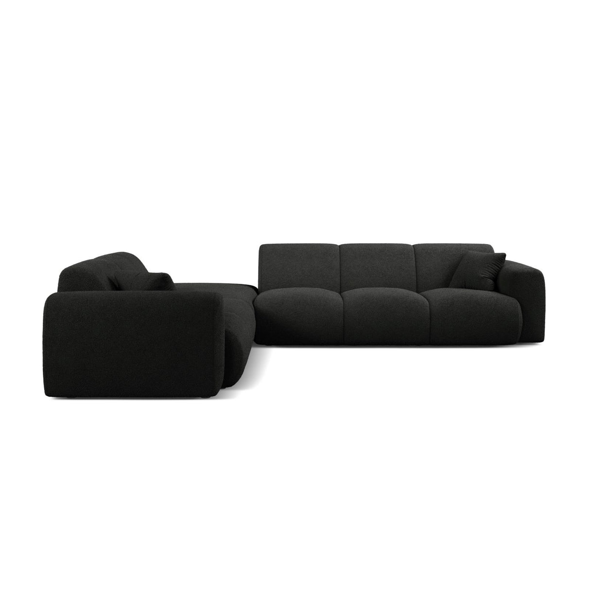 Molino 6-Sitzer Ecksofa, Linke Seite, aus Boucle in Schwarz (Baloo 2082), 315x250 cm von Micadoni – Bild 3
