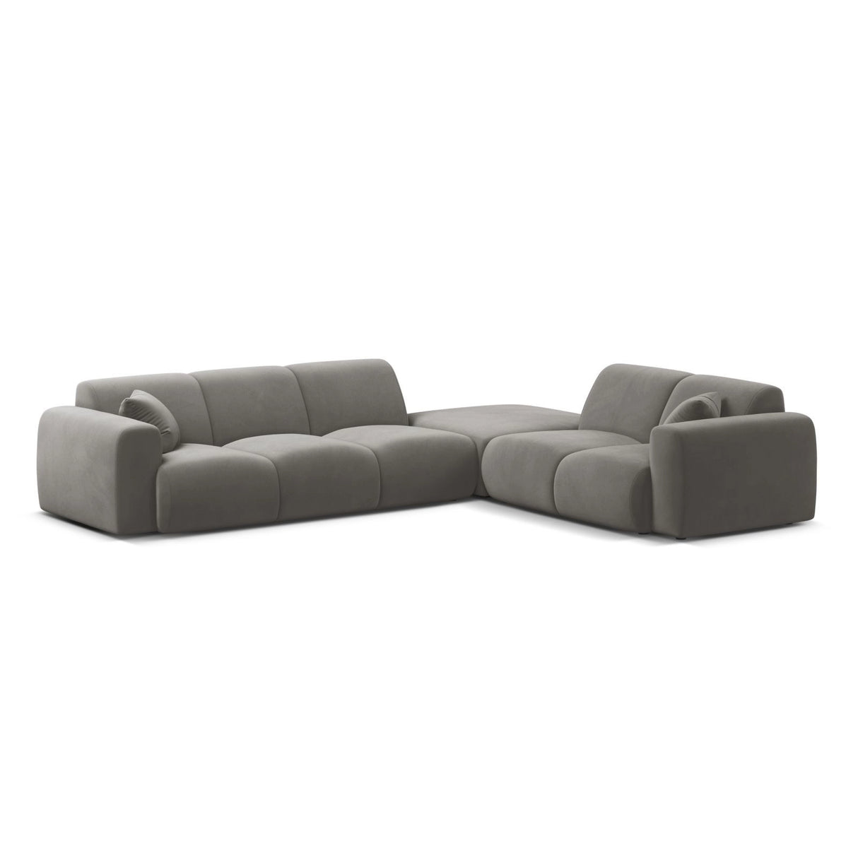 Molino 6-Sitzer Ecksofa, Linke Seite, aus Samt in Grau (Casino Stone), 315x250 cm von Micadoni – Bild 1