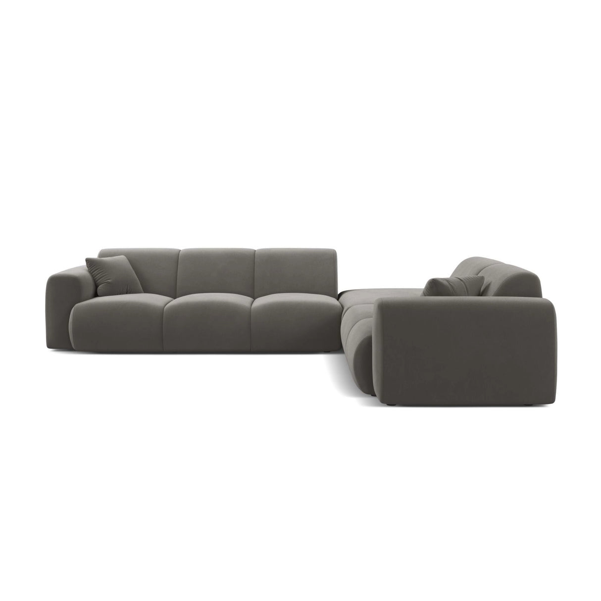Molino 6-Sitzer Ecksofa, Linke Seite, aus Samt in Grau (Casino Stone), 315x250 cm von Micadoni – Bild 3