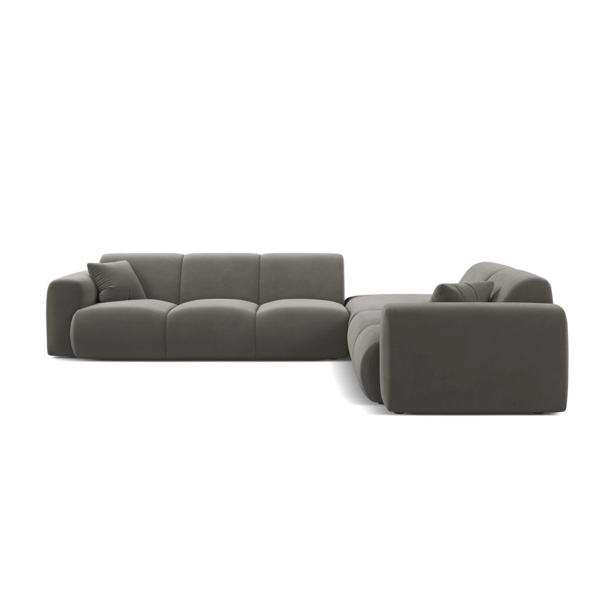 Molino 6-Sitzer Ecksofa, Linke Seite, aus Samt in Grau (Casino Stone), 315x250 cm von Micadoni – Bild 3