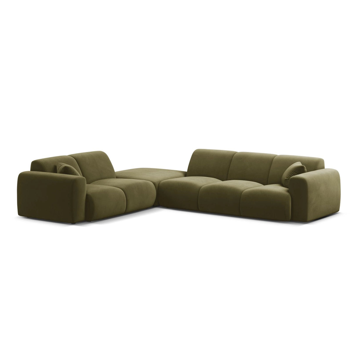 Molino 6-Sitzer Ecksofa, Linke Seite, aus Samt in Hellgrün (Casino Forest), 315x250 cm von Micadoni – Bild 1