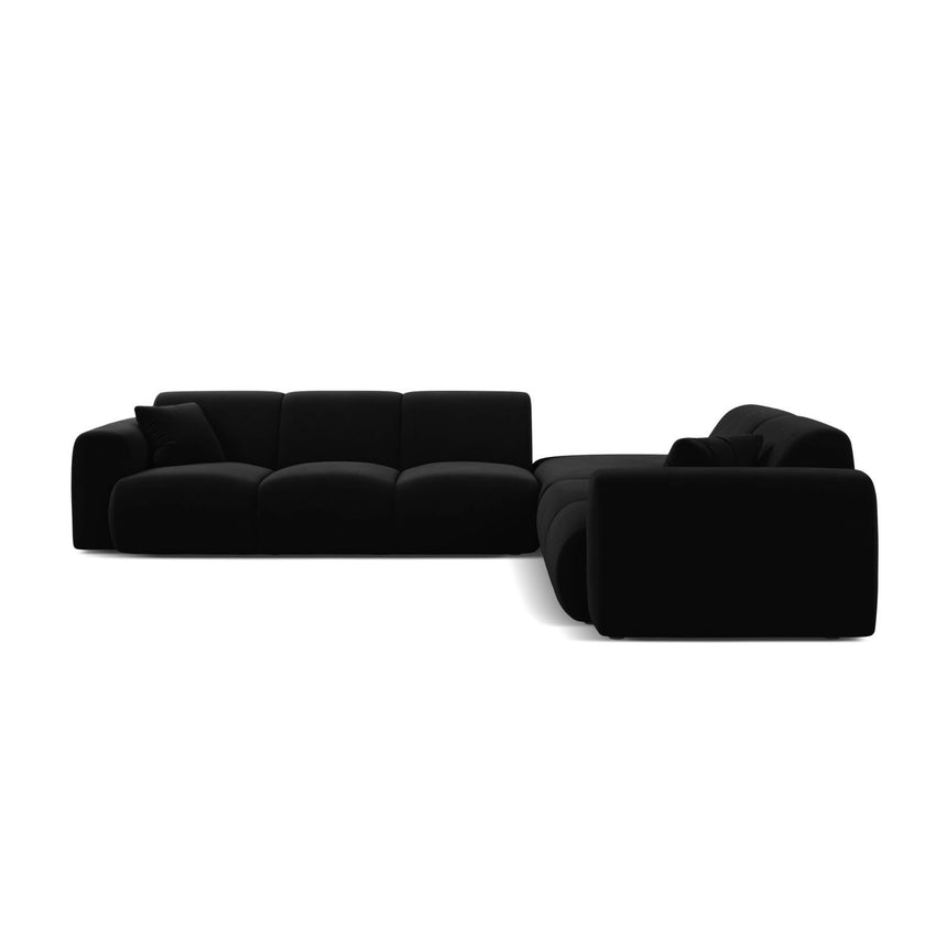 Molino 6-Sitzer Ecksofa, Linke Seite, aus Samt in Schwarz (Casino Black), 315x250 cm von Micadoni – Bild 3