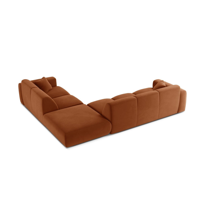 Molino 6-Sitzer Ecksofa, Linke Seite, aus Samt in Terrakotta (Casino Terracota), 315x250 cm von Micadoni – Bild 4