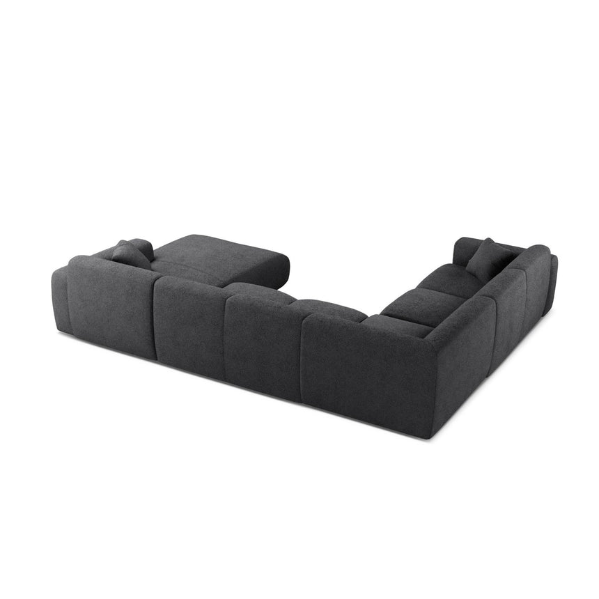 Molino Modulares 6-Sitzer Panoramasofa, Linke Seite, aus Boucle in Dunkelgrau (Baloo 2083), 326x252 cm von Micadoni – Bild 3