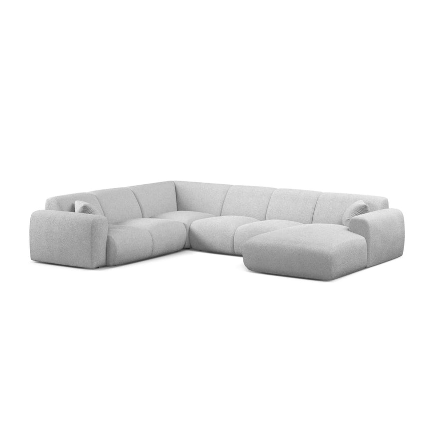 Molino Modulares 6-Sitzer Panoramasofa, Linke Seite, aus Boucle in Hellgrau (Baloo 2085), 326x252 cm von Micadoni – Bild 1