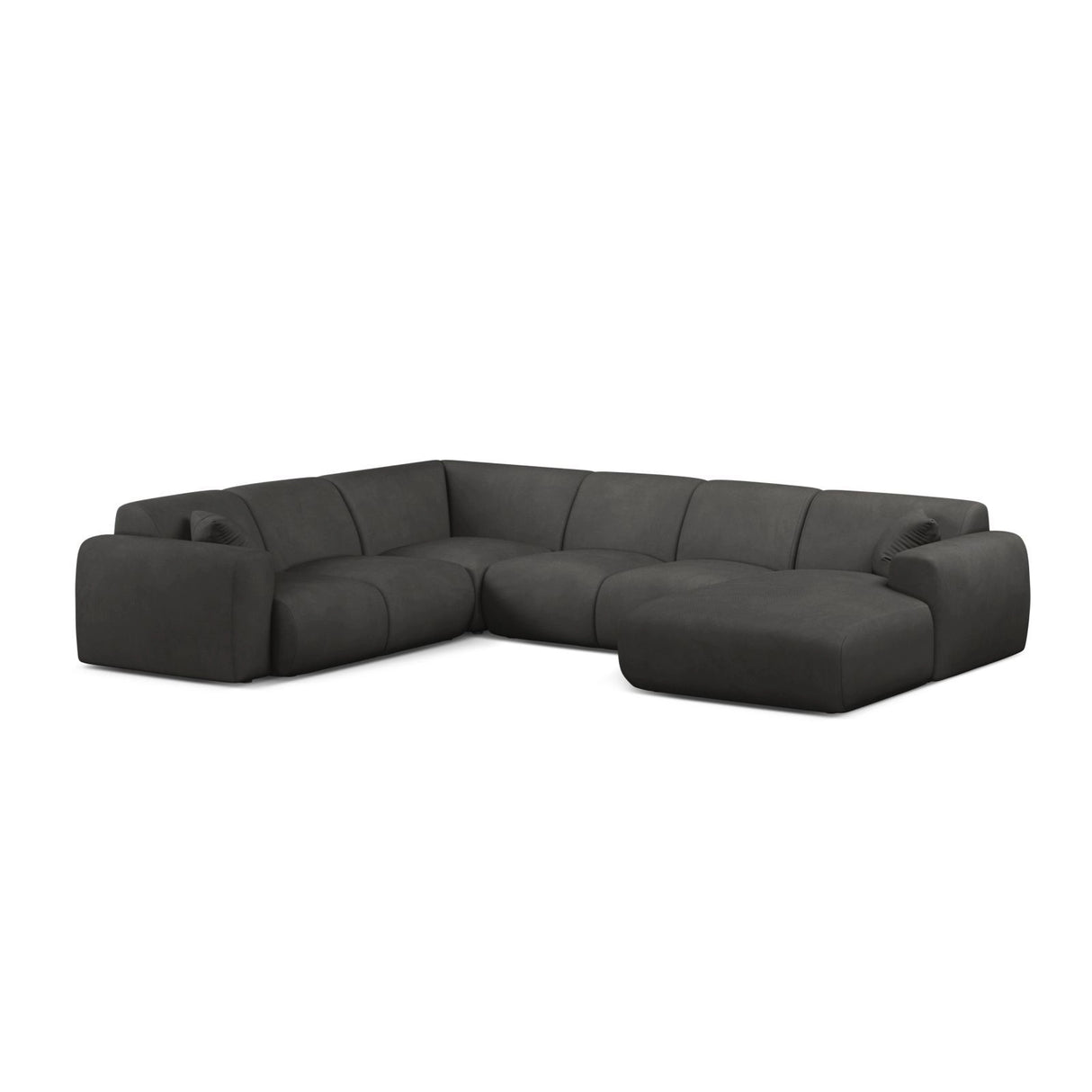 Molino Modulares 6-Sitzer Panoramasofa, Linke Seite, aus Chenille in Dunkelgrau (Rebel 3), 326x252 cm von Micadoni – Bild 1
