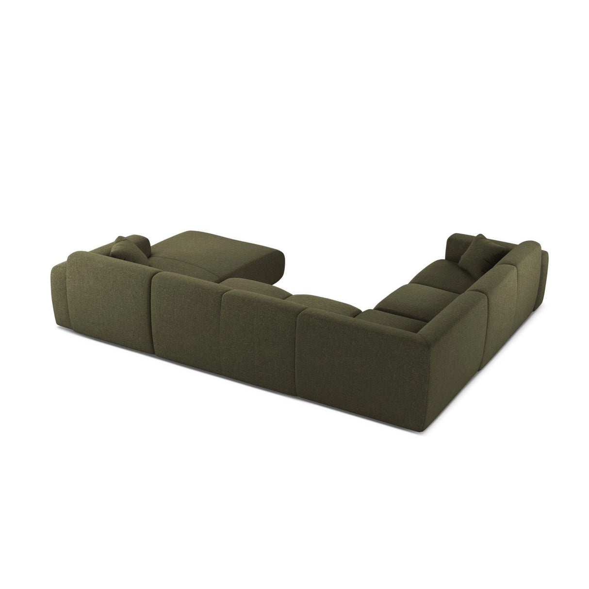 Molino Modulares 6-Sitzer Panoramasofa, Linke Seite, aus Chenille in Grün (Eden 12 Olive), 326x252 cm von Micadoni – Bild 3