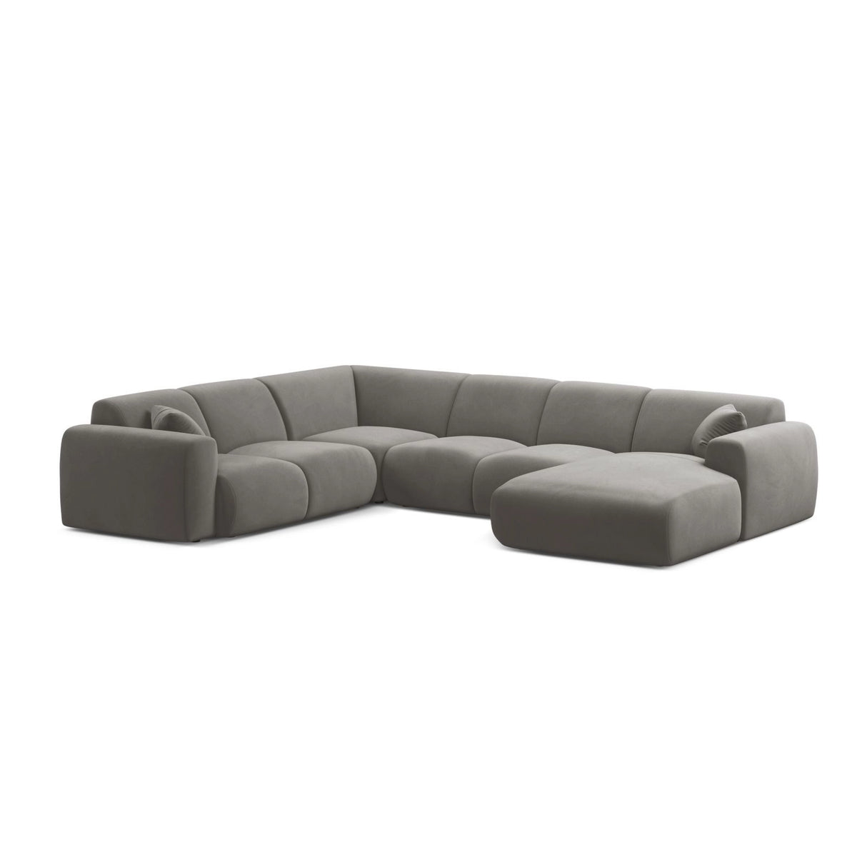 Molino Modulares 6-Sitzer Panoramasofa, Linke Seite, aus Samt in Grau (Casino Stone), 326x252 cm von Micadoni – Bild 1
