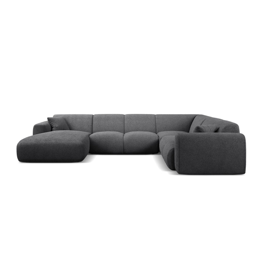 Molino Modulares 6-Sitzer Panoramasofa, Rechte Seite, aus Boucle in Dunkelgrau (Baloo 2083), 326x252 cm von Micadoni – Bild 2