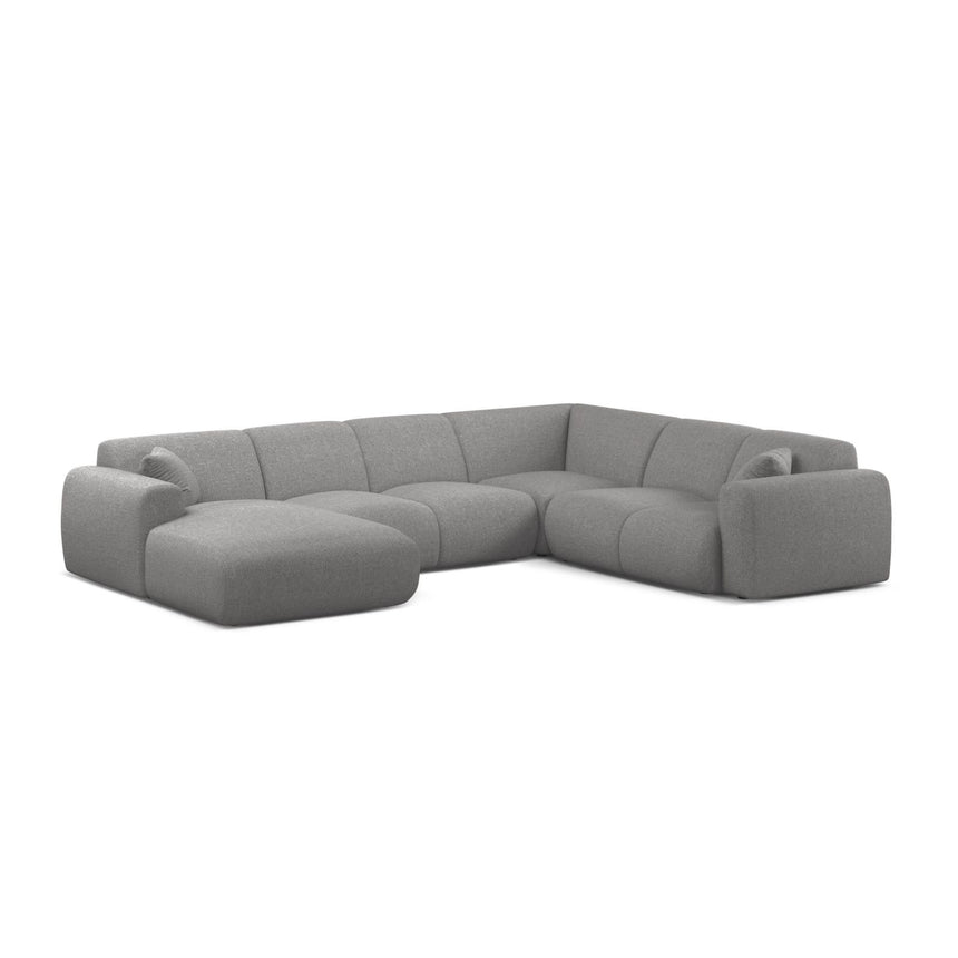 Molino Modulares 6-Sitzer Panoramasofa, Rechte Seite, aus Chenille in Hellgrau (Eden 18 Grey), 326x252 cm von Micadoni – Bild 1