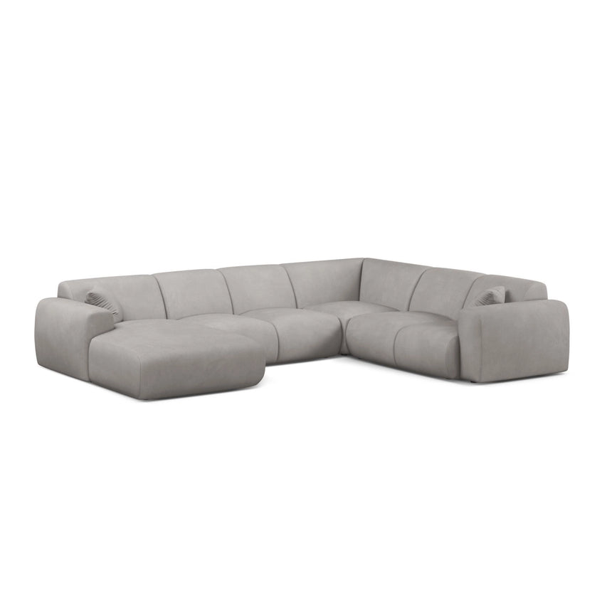 Molino Modulares 6-Sitzer Panoramasofa, Rechte Seite, aus Chenille in Hellgrau (Rebel 5), 326x252 cm von Micadoni – Bild 1