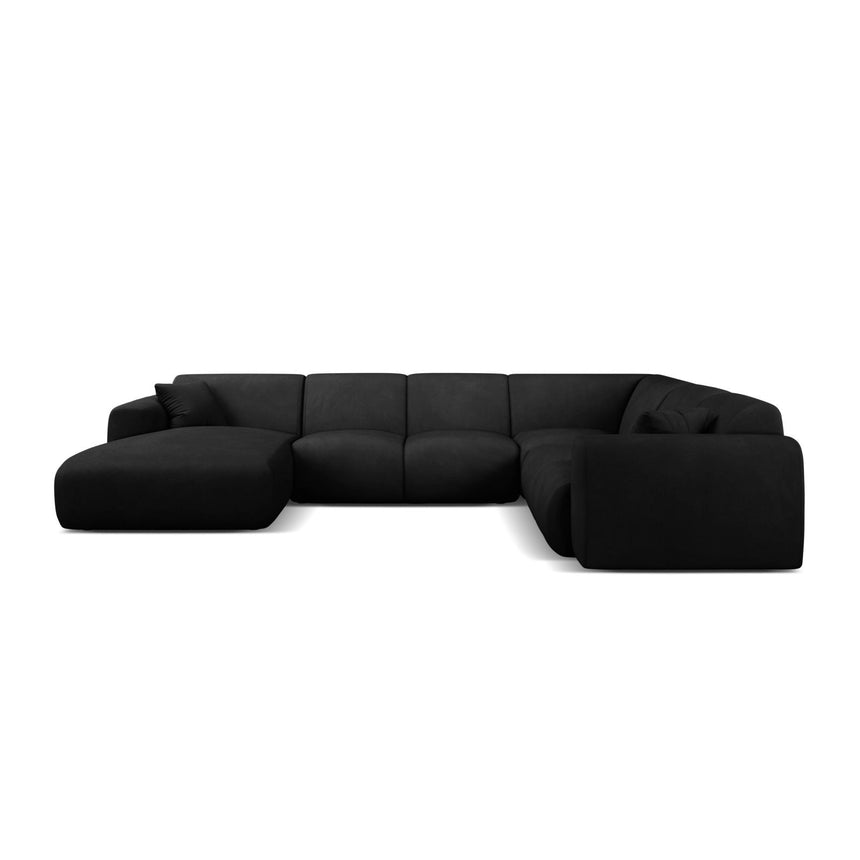 Molino Modulares 6-Sitzer Panoramasofa, Rechte Seite, aus Chenille in Schwarz (Rebel 1), 326x252 cm von Micadoni – Bild 2