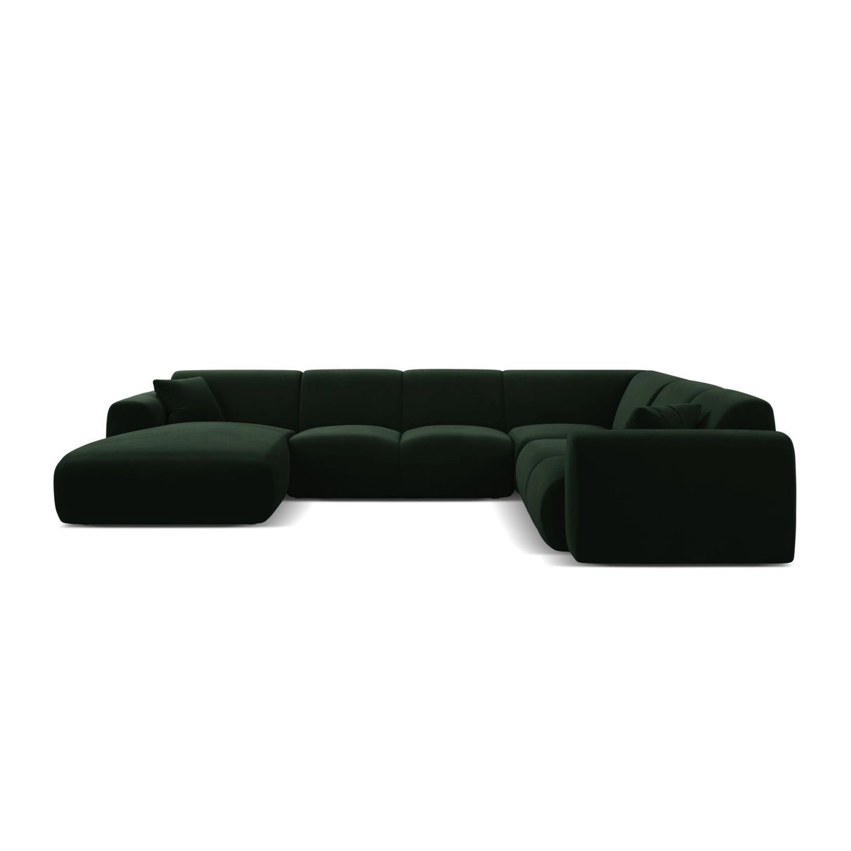 Molino Modulares 6-Sitzer Panoramasofa, Rechte Seite, aus Samt in Flaschengrün (Casino Deep Green), 326x252 cm von Micadoni – Bild 2