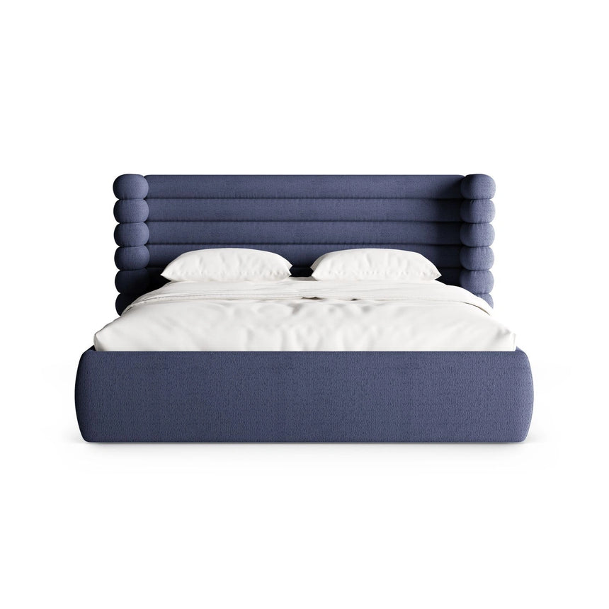 Mount Bett mit Kopfteil und Stauraum aus Boucle in Marineblau (CORAL 5), 180x200 cm von Micadoni – Bild 5