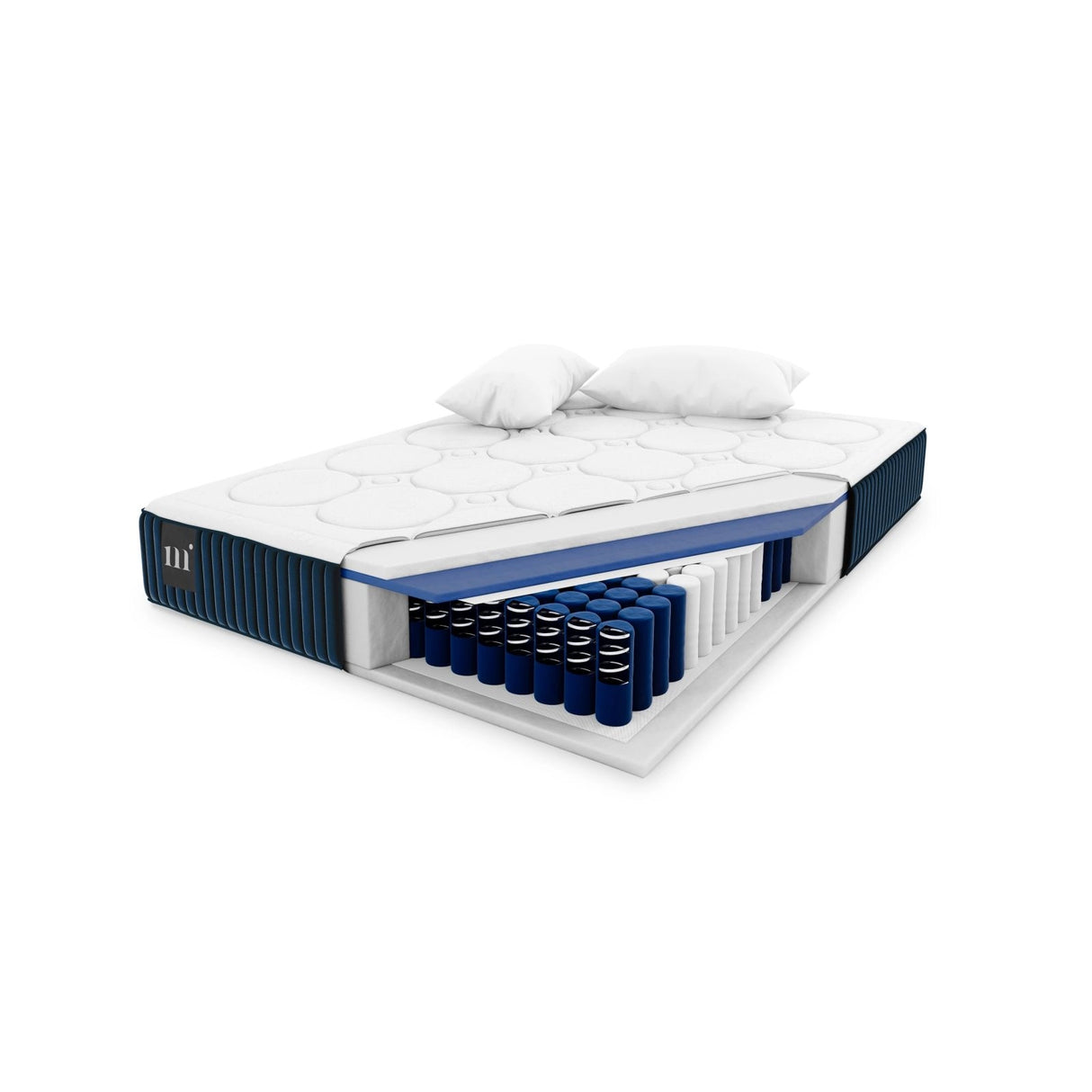 Muara Matratze mit Taschenfederkern aus Strukturierter Stoff in Weiß und blau, 200x180 cm von Micadoni – Produktbild 4