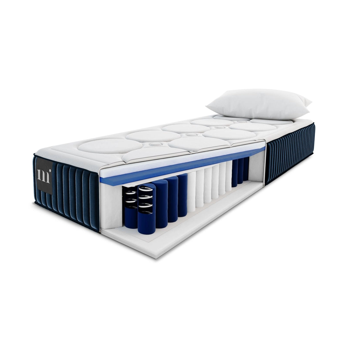 Muara Matratze mit Taschenfederkern aus Strukturierter Stoff in Weiß und blau, 200x90 cm von Micadoni – Produktbild 4