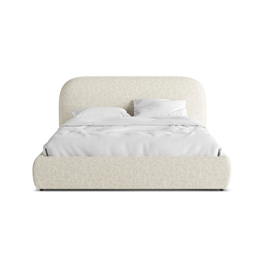Murada Bett mit Kopfteil aus Chenille in Graubeige Melange (Tracy 211.05), 180x200 cm von Micadoni – Bild 1