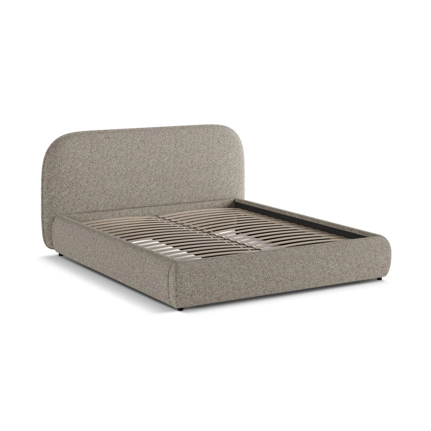 Murada Bett mit Kopfteil aus Chenille in Graubraun Melange (Tracy 211.13), 180x200 cm von Micadoni – Bild 1
