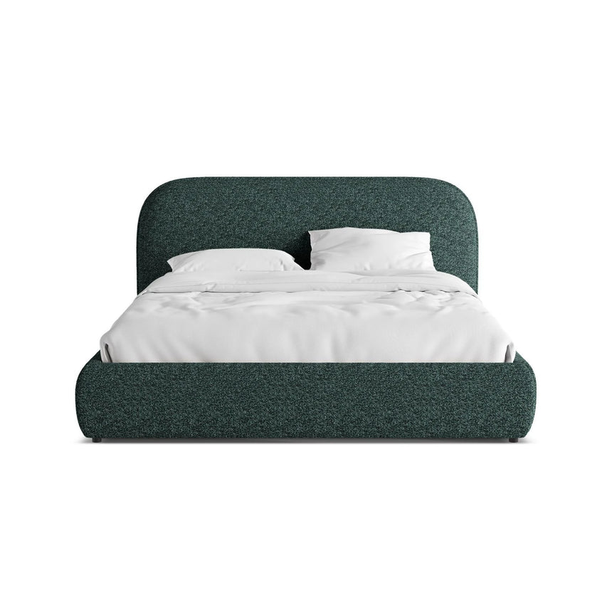 Murada Bett mit Kopfteil aus Chenille in Grün Melange (Tracy 211.17), 180x200 cm von Micadoni – Bild 1