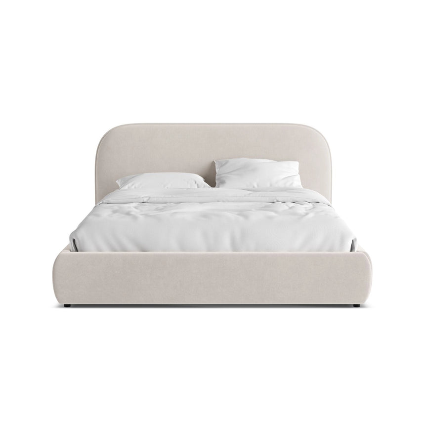 Murada Bett mit Kopfteil aus Samt in Beige (Salvador 1), 180x200 cm von Micadoni – Bild 1