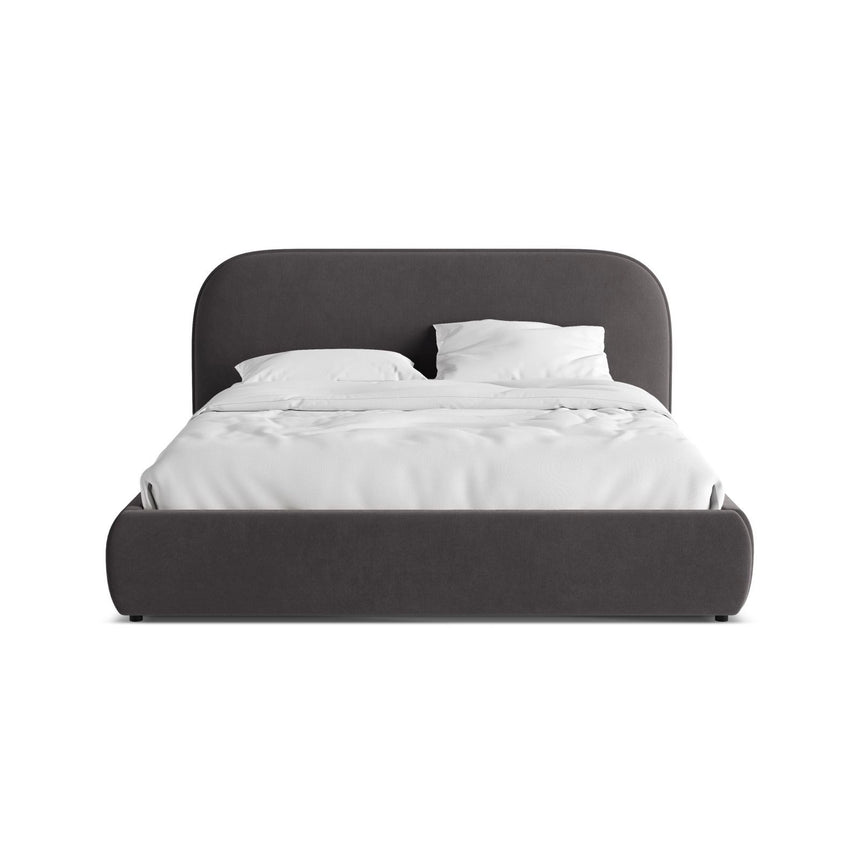 Murada Bett mit Kopfteil aus Samt in Dunkelgrau (Salvador 18), 180x200 cm von Micadoni – Bild 1