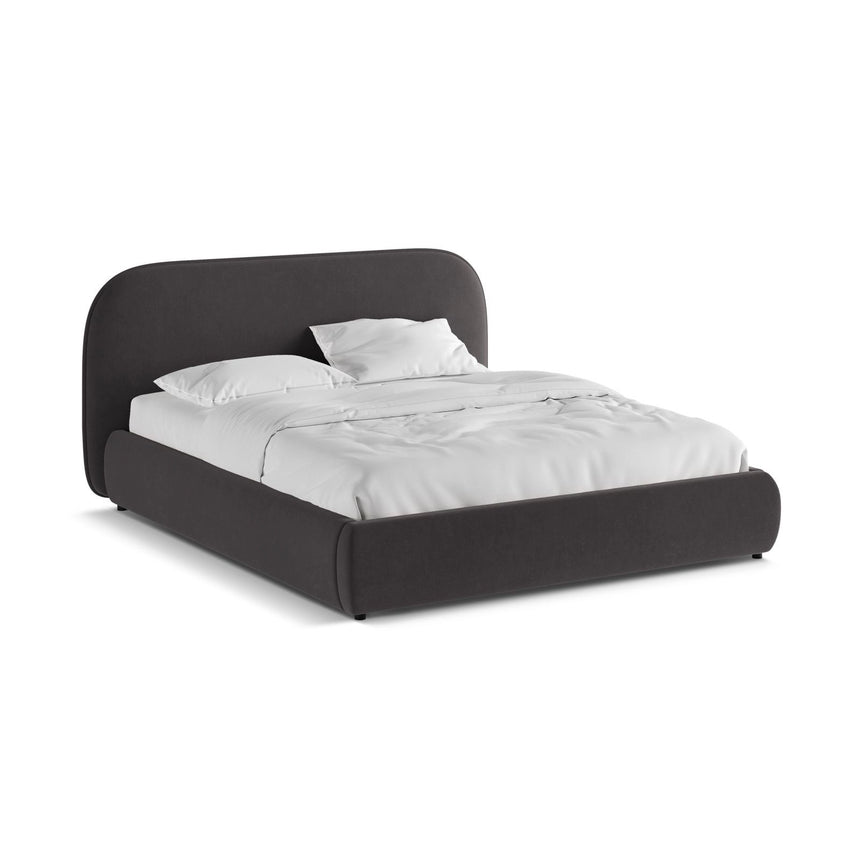 Murada Bett mit Kopfteil aus Samt in Dunkelgrau (Salvador 18), 180x200 cm von Micadoni – Bild 4