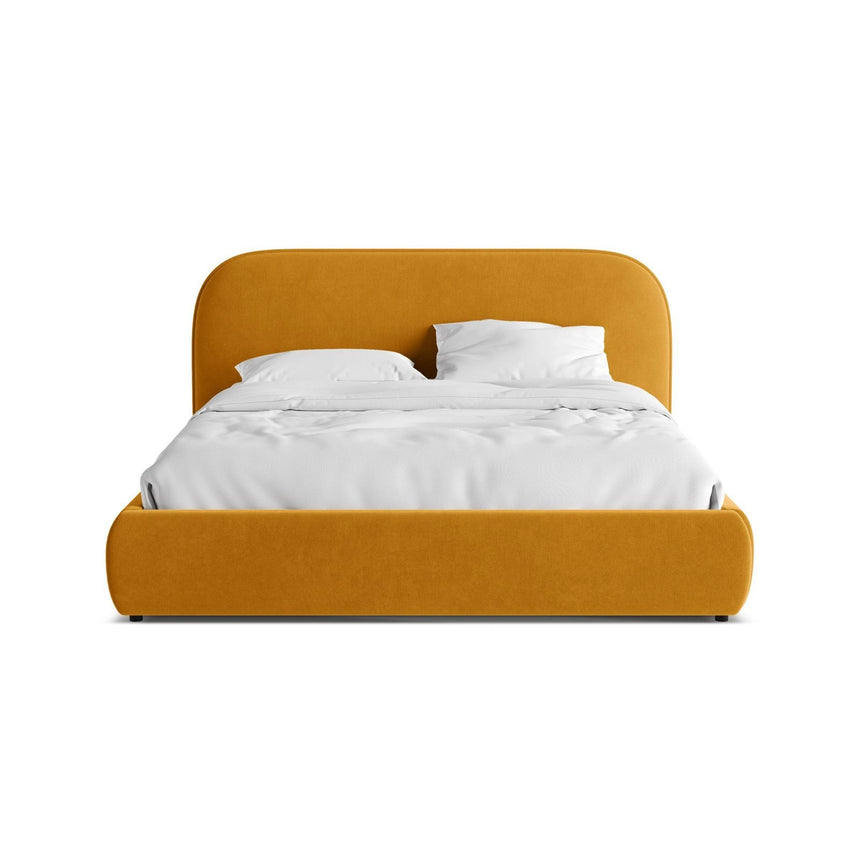 Murada Bett mit Kopfteil aus Samt in Gelb (Salvador 10), 180x200 cm von Micadoni – Bild 1
