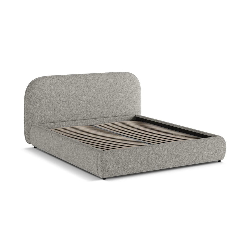 Murada Bett mit Kopfteil und Stauraum aus Chenille in Leichtes Grau Melange (Tracy 211.11), 160x200 cm von Micadoni – Bild 5