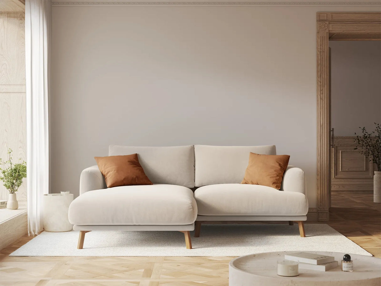 Naomi 3-Sitzer Ecksofa, Linke Seite, aus Samt in Beige (Salvador 1), 200x170 cm von Micadoni – Bild 2