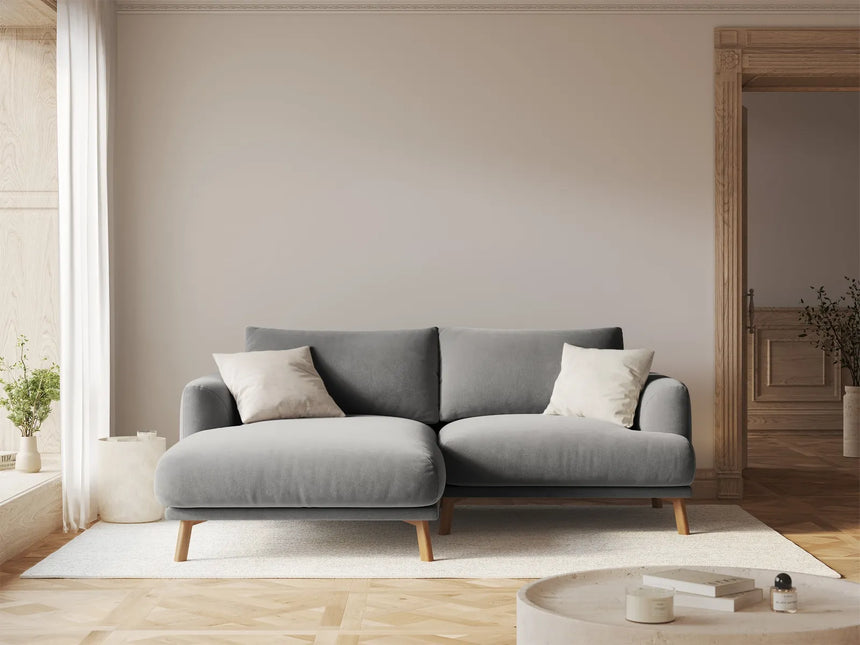 Naomi 3-Sitzer Ecksofa, Linke Seite, aus Samt in Grau (Salvador 17), 200x170 cm von Micadoni – Bild 2