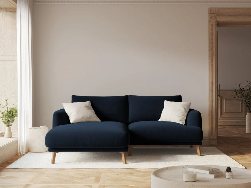 Naomi 3-Sitzer Ecksofa, Linke Seite, aus Samt in Königsblau (Salvador 5), 200x170 cm von Micadoni – Bild 2