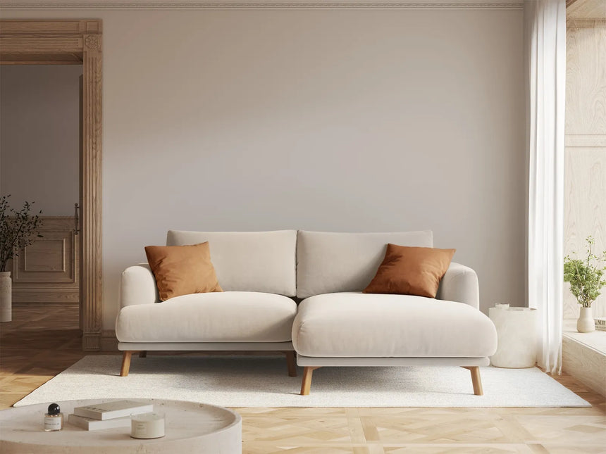 Naomi 3-Sitzer Ecksofa, Rechte Seite, aus Samt in Beige (Salvador 1), 200x170 cm von Micadoni – Bild 2