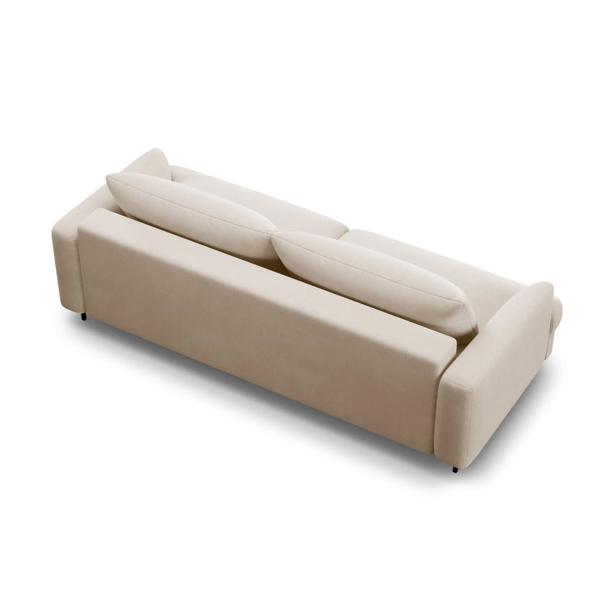 Naomi 3-Sitzer Sofa mit Schlaffunktion und Bettkasten, ausklappbar, aus Samt in Beige (Salvador 1), 233x110 cm von Micadoni – Bild 4