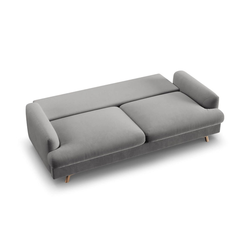 Naomi 3-Sitzer Sofa mit Schlaffunktion und Bettkasten, ausklappbar, aus Samt in Grau (Salvador 17), 233x110 cm von Micadoni – Bild 5