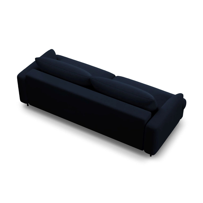 Naomi 3-Sitzer Sofa mit Schlaffunktion und Bettkasten, ausklappbar, aus Samt in Königsblau (Salvador 5), 233x110 cm von Micadoni – Bild 4