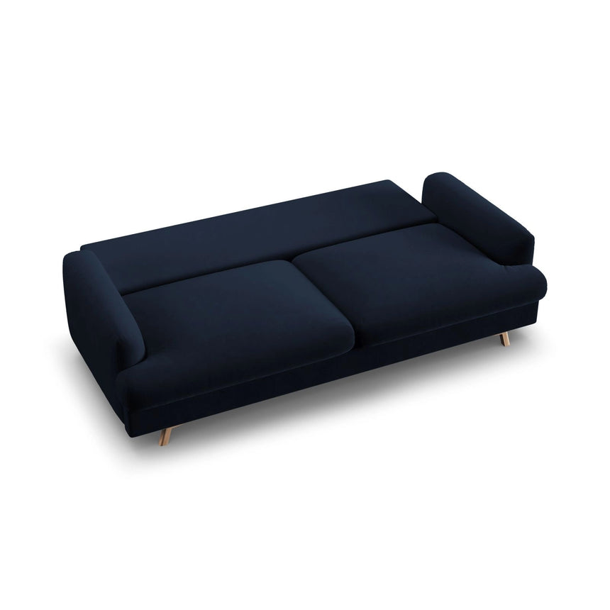 Naomi 3-Sitzer Sofa mit Schlaffunktion und Bettkasten, ausklappbar, aus Samt in Königsblau (Salvador 5), 233x110 cm von Micadoni – Bild 5