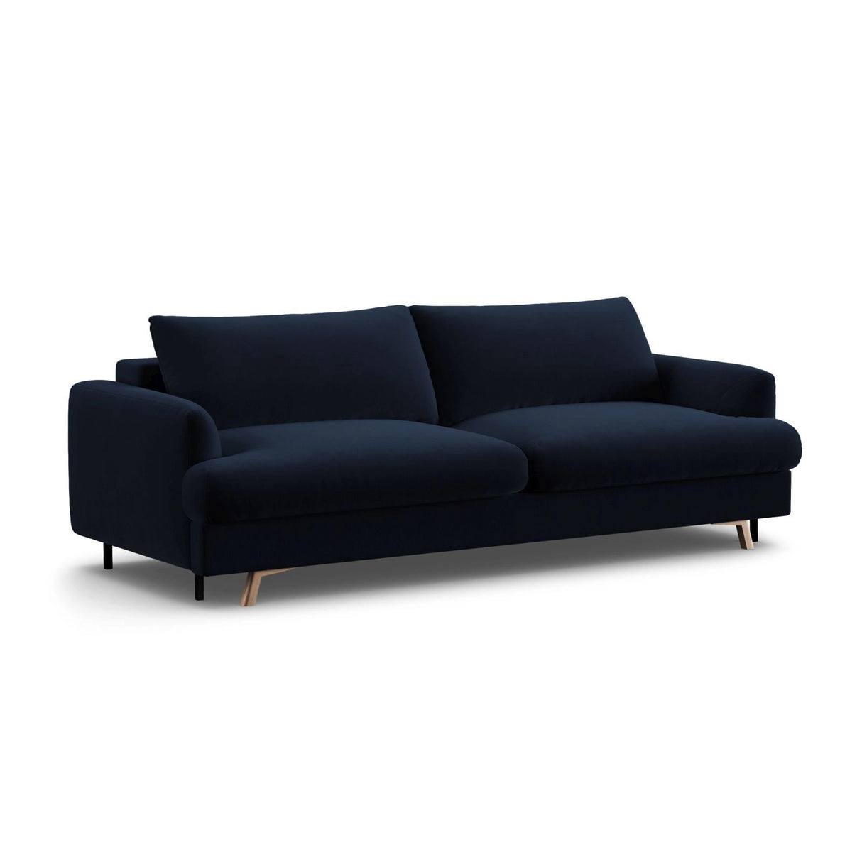 Naomi 3-Sitzer Sofa mit Schlaffunktion und Bettkasten, ausklappbar, aus Samt in Königsblau (Salvador 5), 233x110 cm von Micadoni – Bild 6