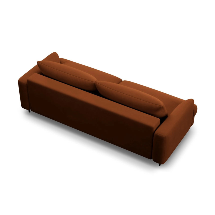 Naomi 3-Sitzer Sofa mit Schlaffunktion und Bettkasten, ausklappbar, aus Samt in Terrakotta (Salvador 14), 233x110 cm von Micadoni – Bild 4