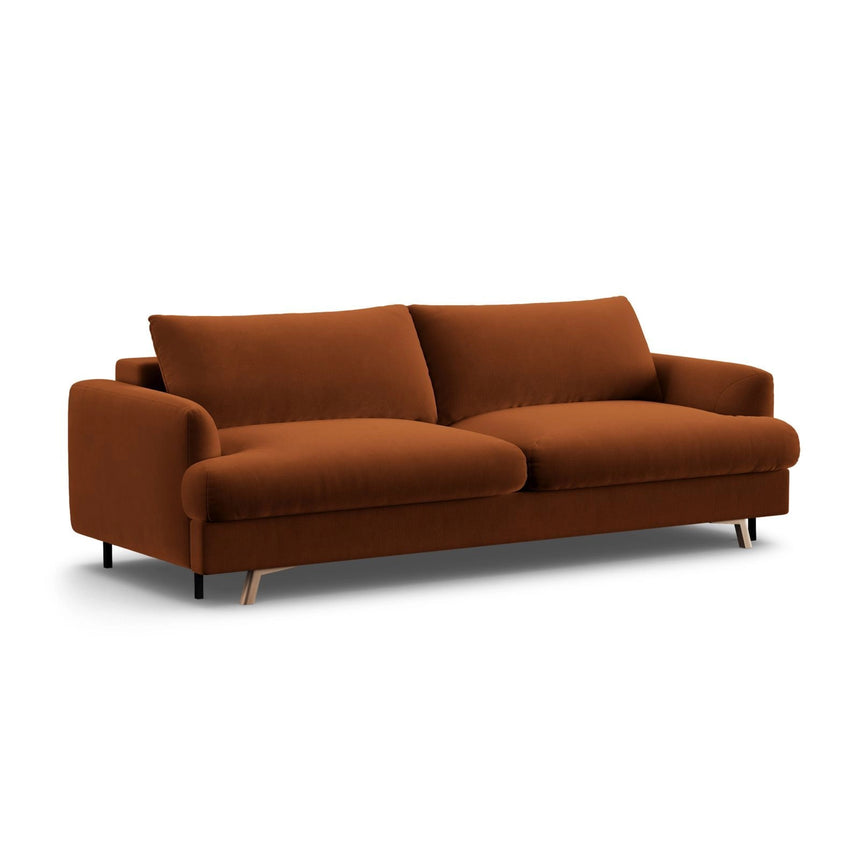 Naomi 3-Sitzer Sofa mit Schlaffunktion und Bettkasten, ausklappbar, aus Samt in Terrakotta (Salvador 14), 233x110 cm von Micadoni – Bild 6