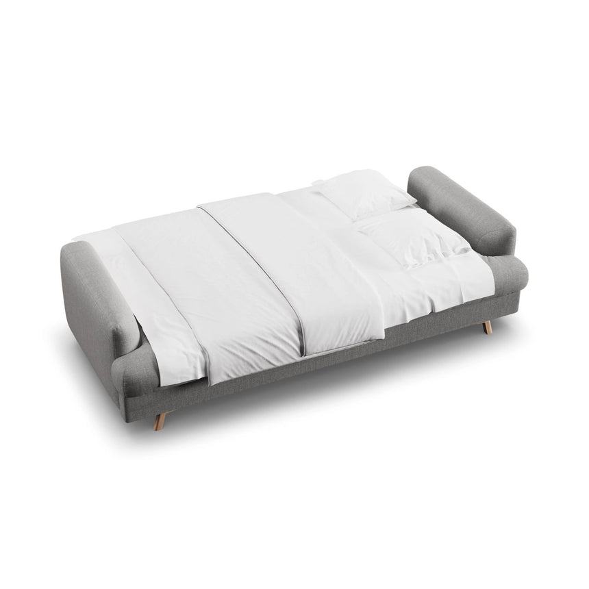 Naomi 3-Sitzer Sofa mit Schlaffunktion und Bettkasten, ausklappbar, aus Strukturierter Stoff in Ash Melange (Liberty 19), 233x110 cm von Micadoni – Bild 3