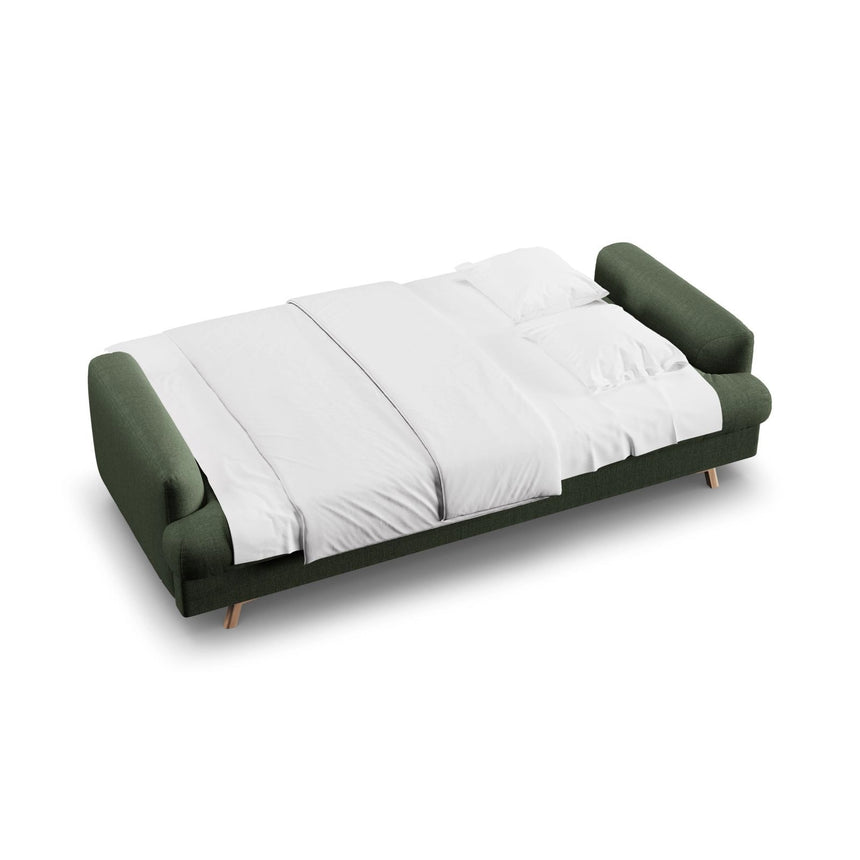 Naomi 3-Sitzer Sofa mit Schlaffunktion und Bettkasten, ausklappbar, aus Strukturierter Stoff in Moosgrün (Liberty 12), 233x110 cm von Micadoni – Bild 3
