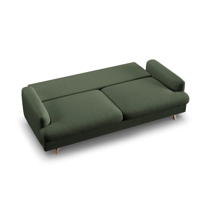 Naomi 3-Sitzer Sofa mit Schlaffunktion und Bettkasten, ausklappbar, aus Strukturierter Stoff in Moosgrün (Liberty 12), 233x110 cm von Micadoni – Bild 5