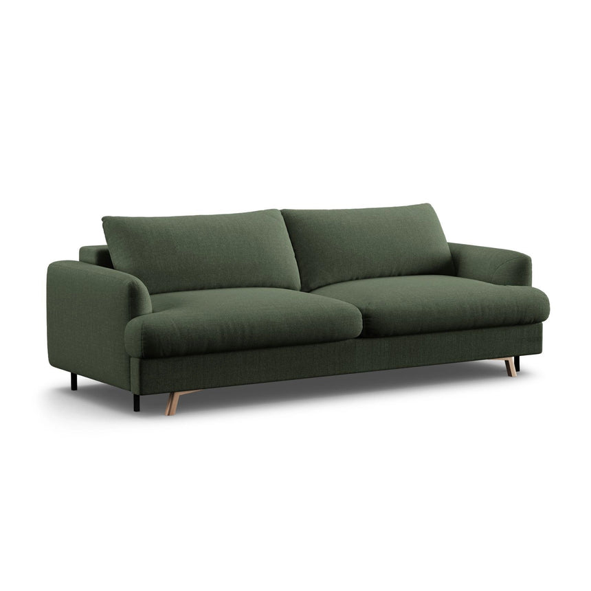 Naomi 3-Sitzer Sofa mit Schlaffunktion und Bettkasten, ausklappbar, aus Strukturierter Stoff in Moosgrün (Liberty 12), 233x110 cm von Micadoni – Bild 6