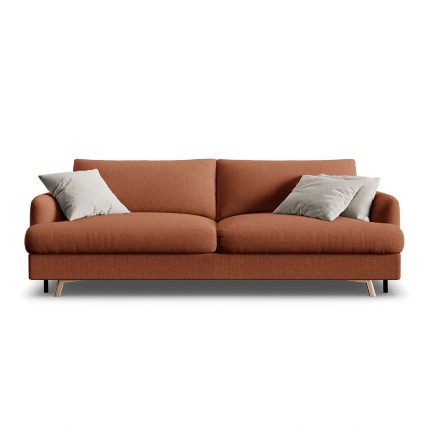 Naomi 3-Sitzer Sofa mit Schlaffunktion und Bettkasten, ausklappbar, aus Strukturierter Stoff in Ziegel (Liberty 9), 233x110 cm von Micadoni – Bild 1