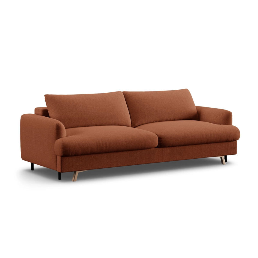 Naomi 3-Sitzer Sofa mit Schlaffunktion und Bettkasten, ausklappbar, aus Strukturierter Stoff in Ziegel (Liberty 9), 233x110 cm von Micadoni – Bild 6