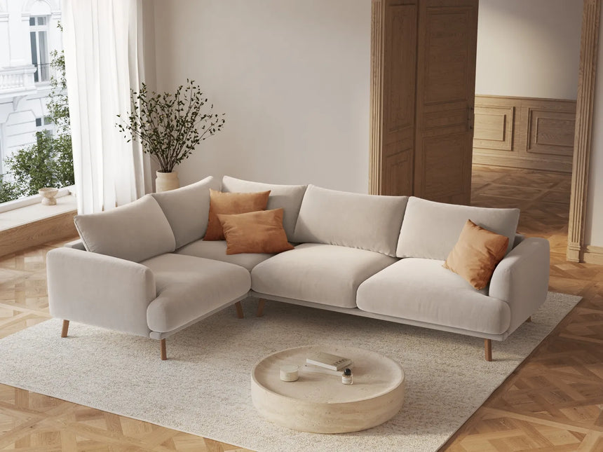 Naomi 4-Sitzer Ecksofa, Linke Seite, aus Samt in Beige (Salvador 1), 280x195 cm von Micadoni – Bild 2