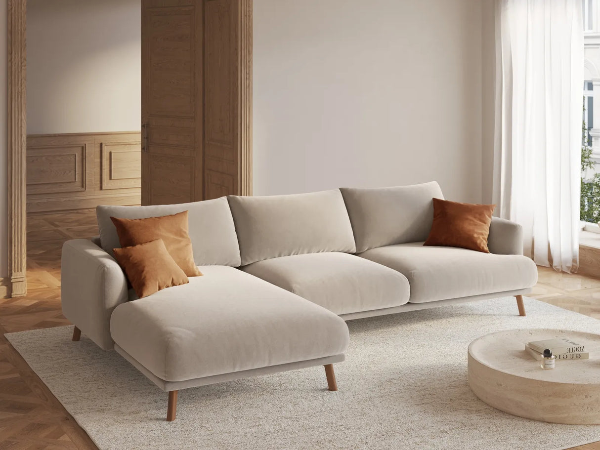Naomi 4-Sitzer Ecksofa, Linke Seite, aus Samt in Beige (Salvador 1), 285x170 cm von Micadoni – Bild 2