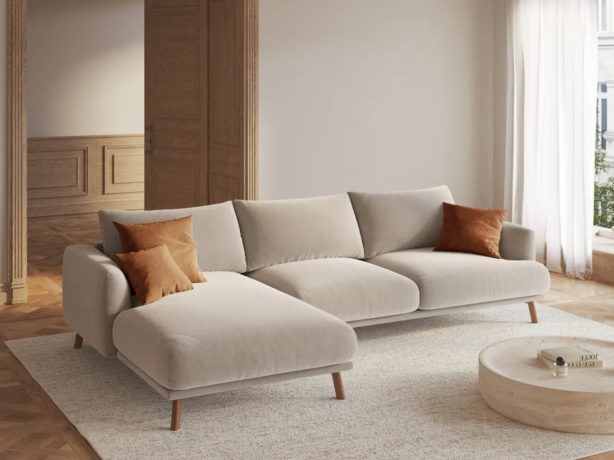 Naomi 4-Sitzer Ecksofa, Linke Seite, aus Samt in Beige (Salvador 1), 285x170 cm von Micadoni – Bild 2